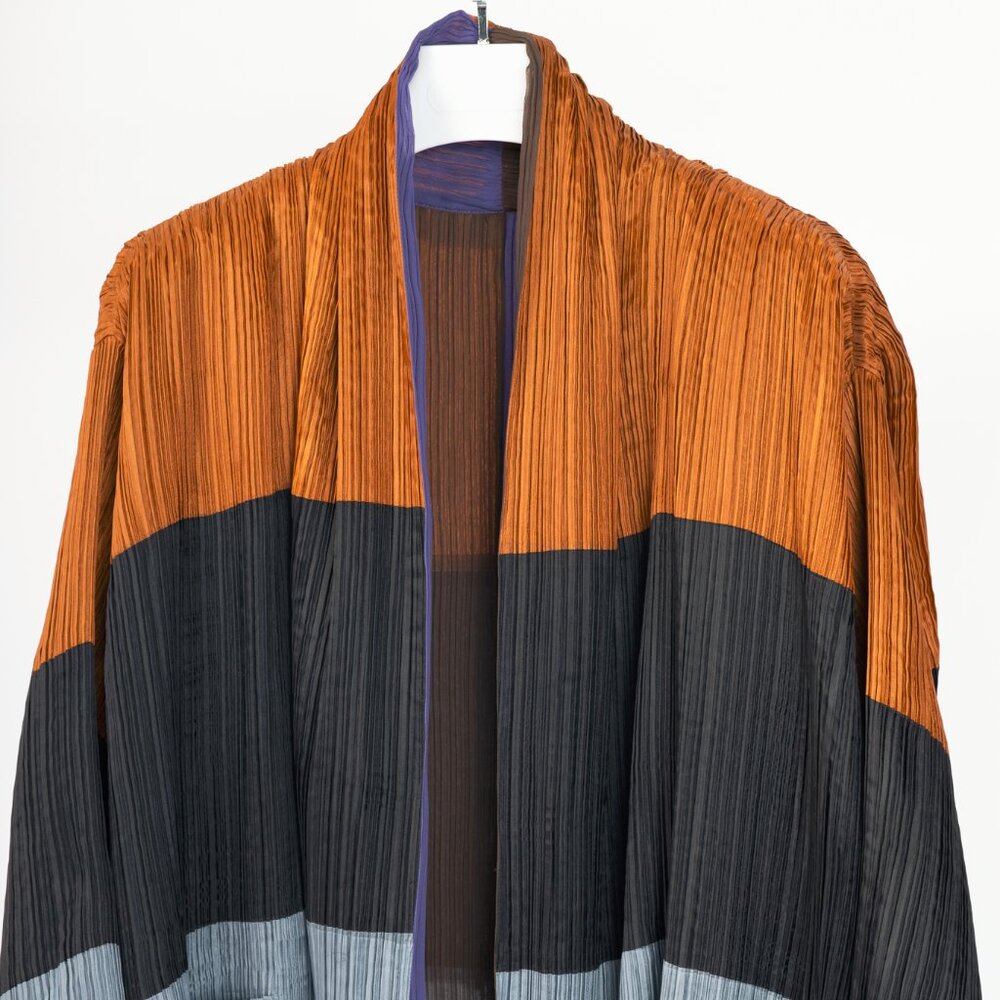 Issey Miyake SS1993 Reversible Multicolour Striped Pleated Open-Front Jacket - Picture 5 of 14